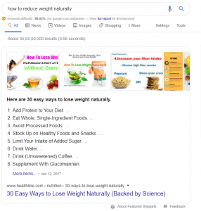 	Numbered List Featured Snippet